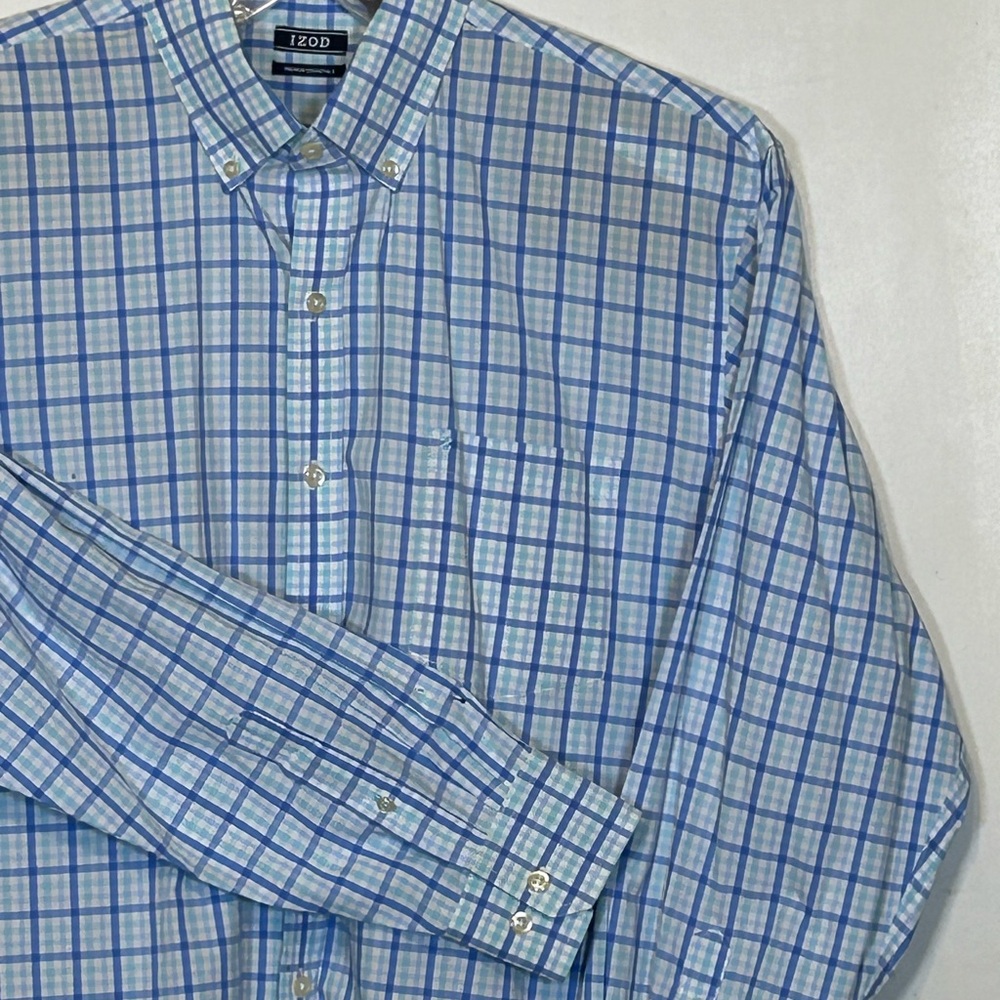 IZOD Men's Blue Plaid Long Sleeve Size XL Shirt